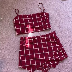 Red Striped Two Piece